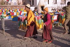 
A mantra is a short prayer chanted repeatedly during meditation as an object of concentration. The most famous is Om Mani Padme Hum, the mantra of the Bodhisattva of compassion Avalokiteshvara, spoken by most pilgrims as they spin their prayer wheels.
